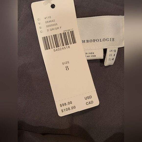 Anthropologie Grey Amelie Beaded Cami Top, Adjustable Straps, ruffled Hem| 8 - Picture 5 of 10